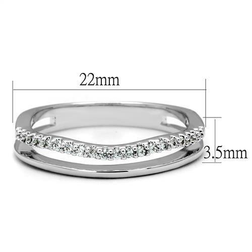 3W1229 Rhodium Brass Ring with AAA Grade CZ in Clear - Joyeria Lady