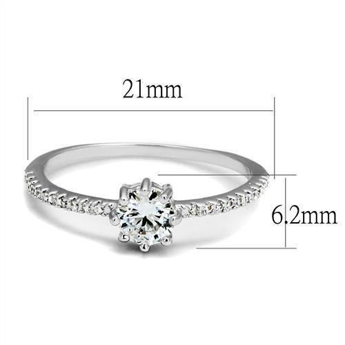 3W1233 Rhodium Brass Ring with AAA Grade CZ in Clear - Joyeria Lady