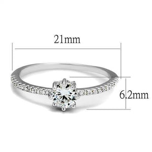 3W1233 Rhodium Brass Ring with AAA Grade CZ in Clear