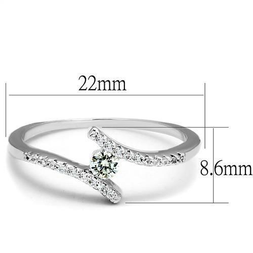 3W1237 Rhodium Brass Ring with AAA Grade CZ in Clear - Joyeria Lady