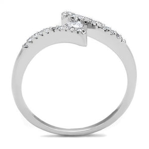 3W1237 Rhodium Brass Ring with AAA Grade CZ in Clear