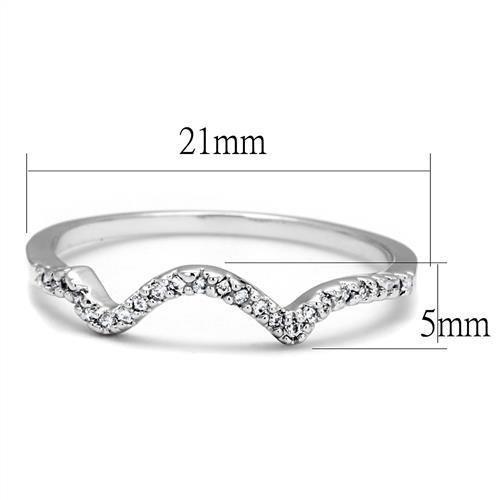 3W1239 Rhodium Brass Ring with AAA Grade CZ in Clear - Joyeria Lady