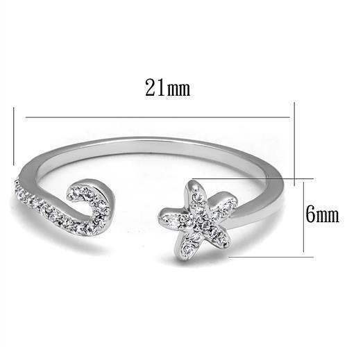3W1240 Rhodium Brass Ring with AAA Grade CZ in Clear - Joyeria Lady