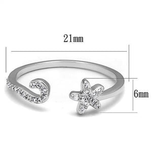 3W1240 Rhodium Brass Ring with AAA Grade CZ in Clear