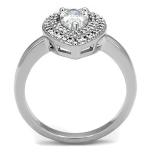 3W1242 Rhodium Brass Ring with AAA Grade CZ in Clear