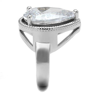 3W1305 Rhodium Brass Ring with AAA Grade CZ in Clear