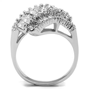 3W1306 Rhodium Brass Ring with Top Grade Crystal in Clear