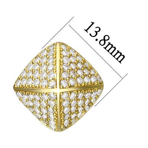 3W1323 Gold Brass Earrings with AAA Grade CZ in Clear - Joyeria Lady