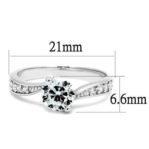 3W1337 Rhodium Brass Ring with AAA Grade CZ in Clear - Joyeria Lady