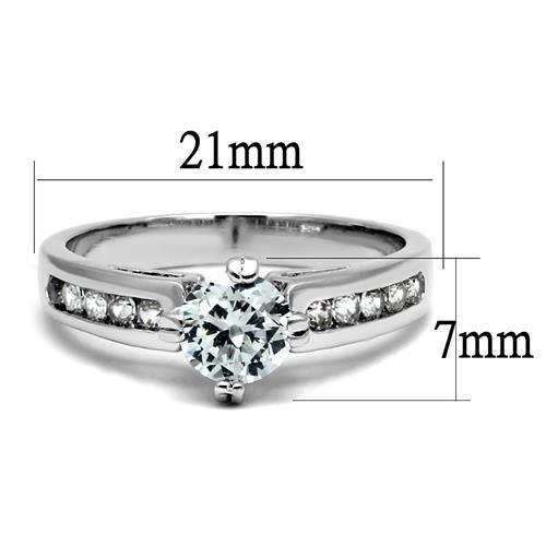 3W1340 Rhodium Brass Ring with AAA Grade CZ in Clear - Joyeria Lady