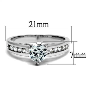 3W1340 Rhodium Brass Ring with AAA Grade CZ in Clear