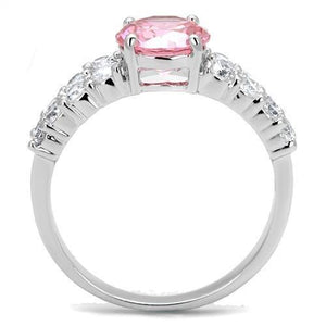 3W1361 Rhodium Brass Ring with AAA Grade CZ in Rose