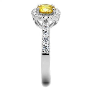 3W1362 Rhodium Brass Ring with AAA Grade CZ in Topaz