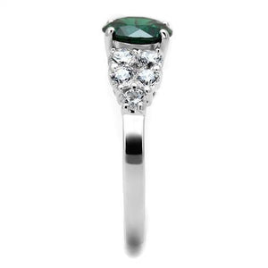3W1364 Rhodium Brass Ring with Synthetic in Emerald
