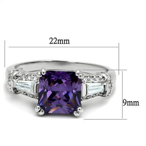 3W1365 Rhodium Brass Ring with AAA Grade CZ in Amethyst