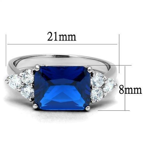 3W1367 Rhodium Brass Ring with Synthetic in London Blue - Joyeria Lady