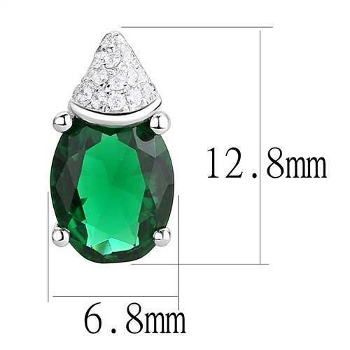 3W1371 Rhodium 925 Sterling Silver Earrings with Synthetic in Blue Zircon - Joyeria Lady