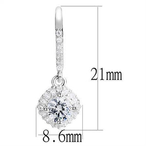 3W1372 Rhodium 925 Sterling Silver Earrings with AAA Grade CZ in Clear