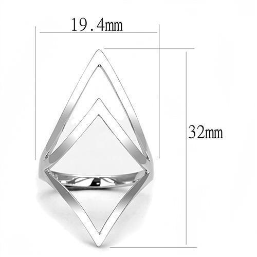 3W1382 - Rhodium 925 Sterling Silver Ring with No Stone - Joyeria Lady