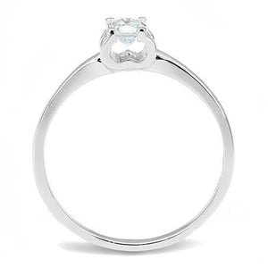 3W1385 - Rhodium 925 Sterling Silver Ring with AAA Grade CZ  in Clear