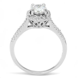 3W1386 - Rhodium 925 Sterling Silver Ring with AAA Grade CZ  in Clear