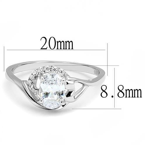 3W1388 - Rhodium 925 Sterling Silver Ring with AAA Grade CZ  in Clear - Joyeria Lady