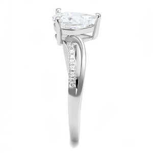 3W1389 - Rhodium 925 Sterling Silver Ring with AAA Grade CZ  in Clear