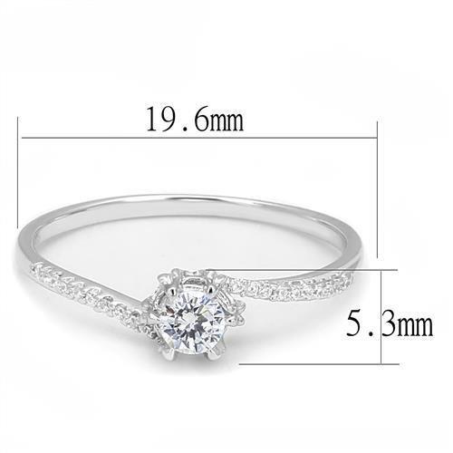 3W1392 - Rhodium 925 Sterling Silver Ring with AAA Grade CZ  in Clear - Joyeria Lady