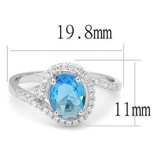 3W1393 - Rhodium 925 Sterling Silver Ring with Synthetic Spinel in London Blue
