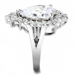 3W1435 Rhodium Brass Ring with AAA Grade CZ in Clear