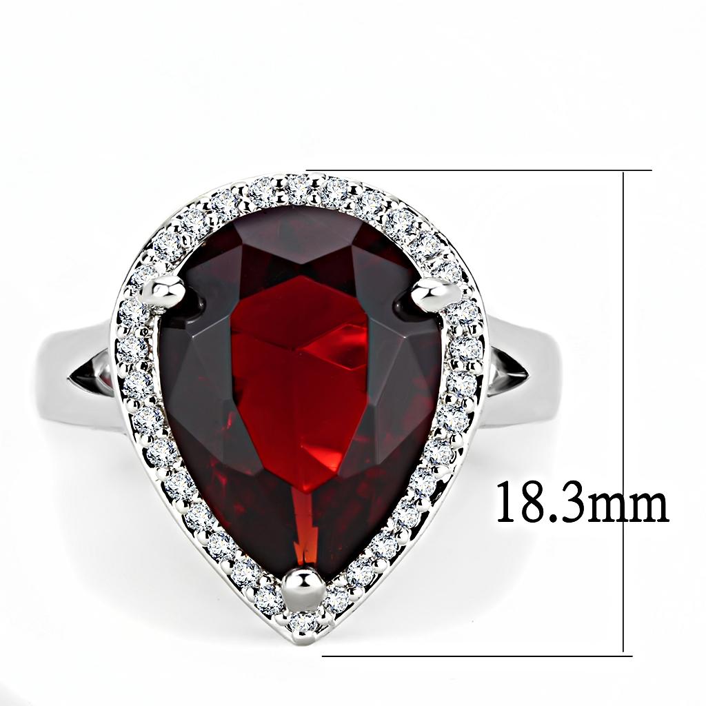 3W1438 Rhodium Brass Ring with Synthetic in Siam - Joyeria Lady