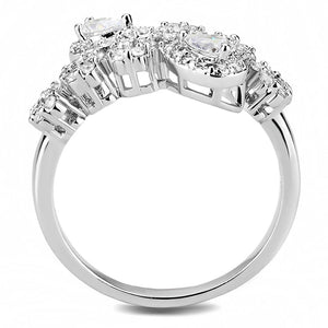 3W1441 Rhodium Brass Ring with AAA Grade CZ in Clear
