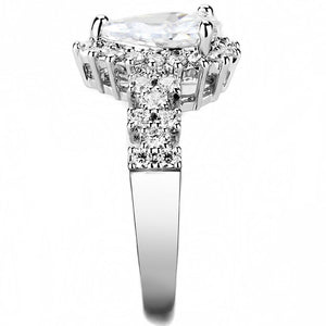 3W1442 Rhodium Brass Ring with AAA Grade CZ in Clear