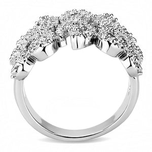 3W1443 Rhodium Brass Ring with AAA Grade CZ in Clear