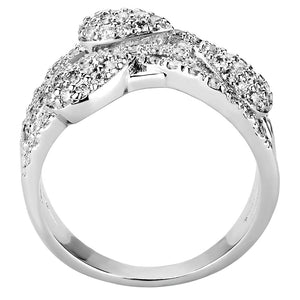 3W1446 Rhodium Brass Ring with AAA Grade CZ in Clear