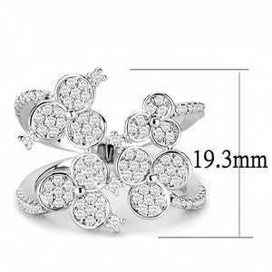 3W1447 Rhodium Brass Ring with AAA Grade CZ in Clear