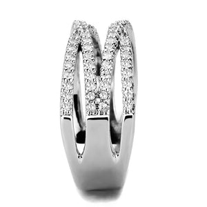 3W1450 Rhodium Brass Ring with AAA Grade CZ in Clear