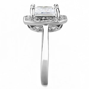 3W1451 Rhodium Brass Ring with AAA Grade CZ in Clear