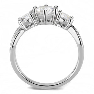 3W1456 Rhodium Brass Ring with AAA Grade CZ in Clear