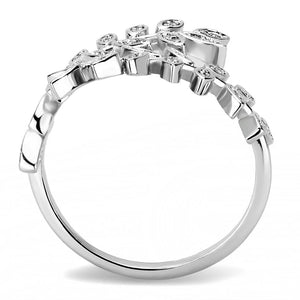 3W1457 Rhodium Brass Ring with AAA Grade CZ in Clear