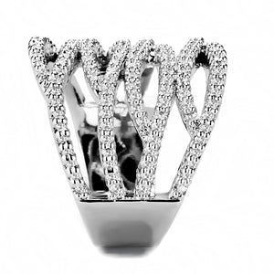 3W1465 Rhodium Brass Ring with AAA Grade CZ in Clear