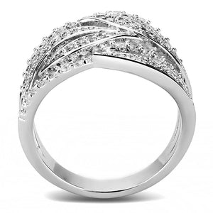 3W1466 Rhodium Brass Ring with AAA Grade CZ in Clear