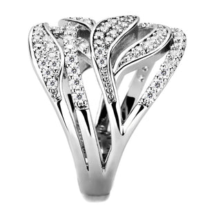 3W1466 Rhodium Brass Ring with AAA Grade CZ in Clear
