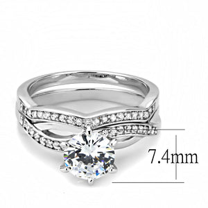 3W1505 Rhodium Brass Ring with AAA Grade CZ in Clear