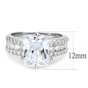 3W1532 Rhodium Brass Ring with AAA Grade CZ in Clear