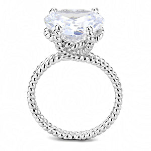 3W1536 Rhodium Brass Ring with AAA Grade CZ in Clear