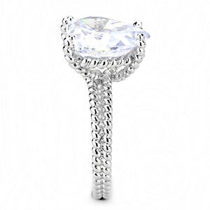 3W1536 Rhodium Brass Ring with AAA Grade CZ in Clear