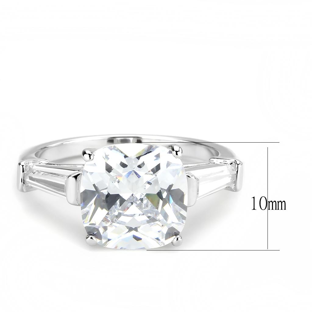 3W1561 Rhodium Brass Ring with AAA Grade CZ in Clear - Joyeria Lady