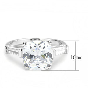 3W1561 Rhodium Brass Ring with AAA Grade CZ in Clear