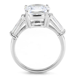 3W1561 Rhodium Brass Ring with AAA Grade CZ in Clear